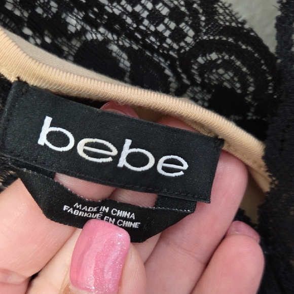 bebe Elegant Black and Cream Lace Dress - Picture 2 of 9